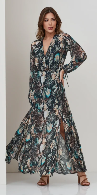 CONJUNTO BODY E SAIA LONGA ESTAMPA SERPENTE