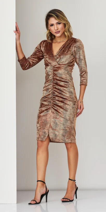 VESTIDO ANIMAL PRINT FRANZIDO