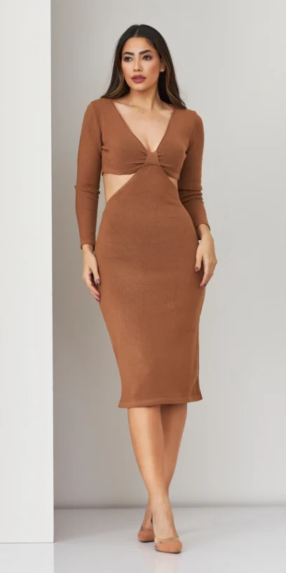 VESTIDO MIDI TRICOT CUT OUT