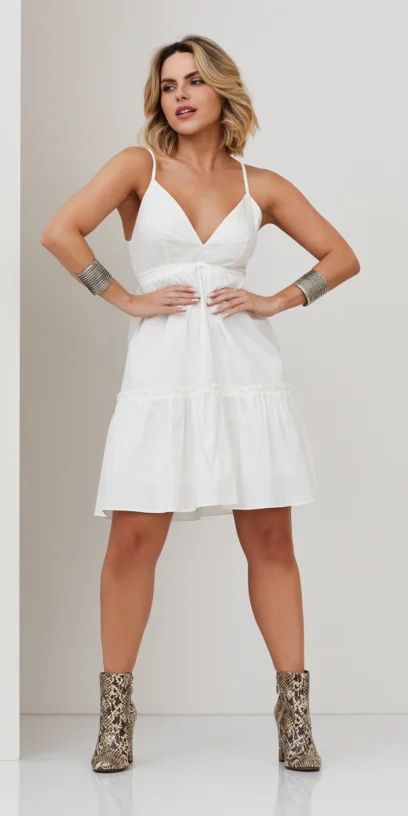 VESTIDO DE TRICOLINE COM AMARRAÇÃO