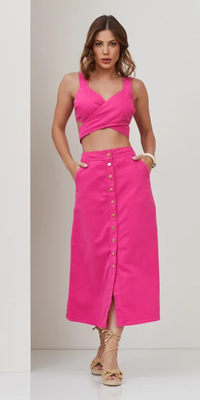 CROPPED DE SARJA TRANSPASSADO COM BOTÕES COSTAS
