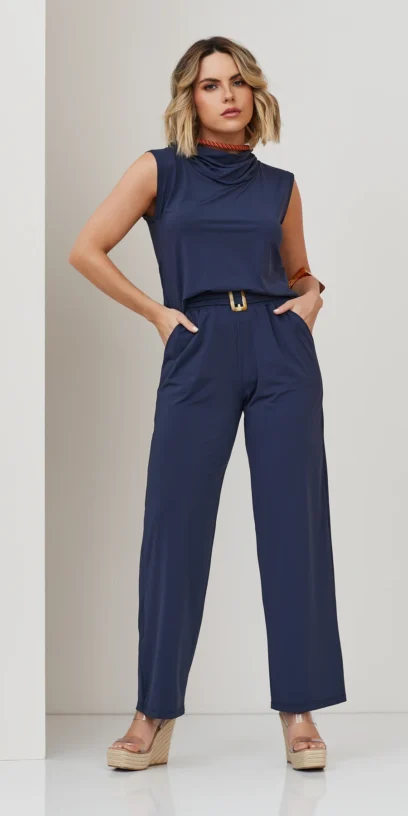 CALÇA DE MALHA COM FIVELA