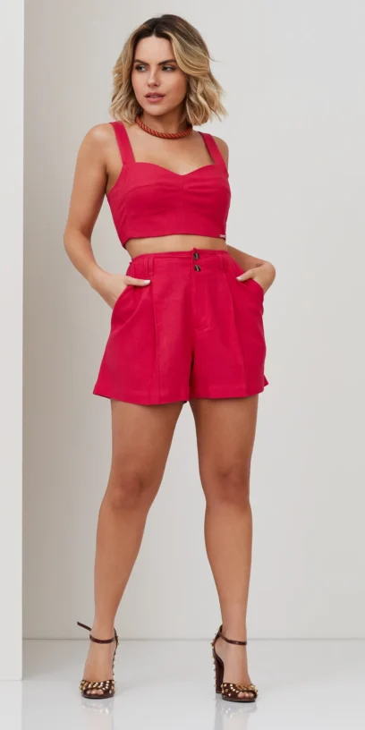 CROPPED DE LINHO ESTRUTURADO