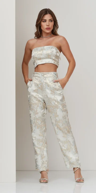 TOP  FAIXA EM JACQUARD