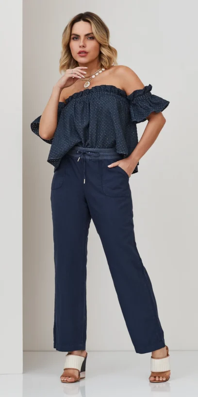 BLUSA DE LAISE JEANS OMBRO A OMBRO