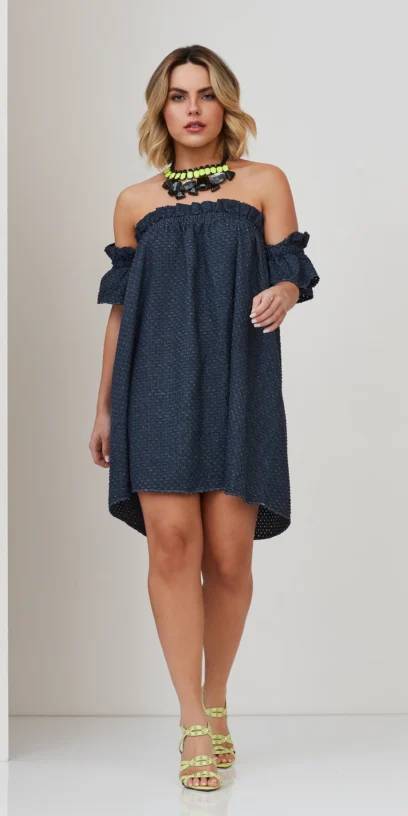 VESTIDO LAISE JEANS OMBRO A OMBRO