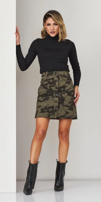 SAIA DE SARJA CURTA CAMUFLADA