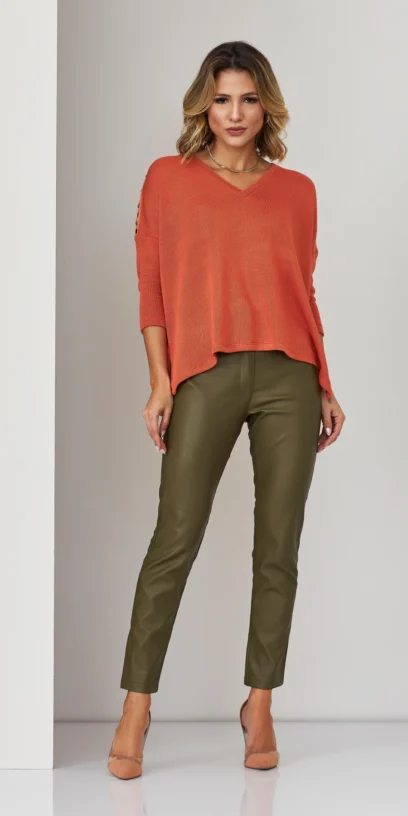 BLUSA DE TRICOT DETALHE ILHÓSES MANGAS