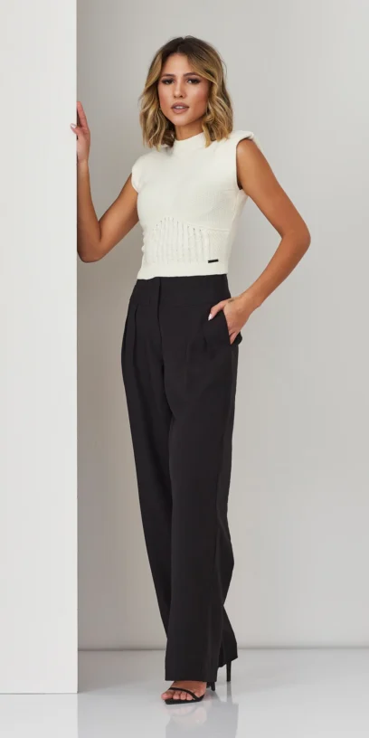 CALÇA WIDE-LEG PESPONTOS FRENTE