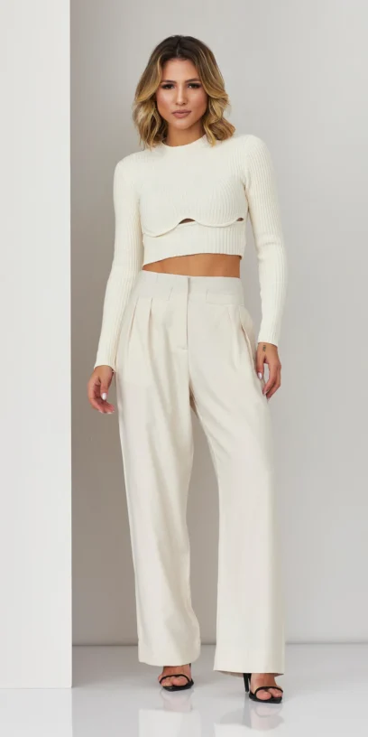 CALÇA WIDE-LEG PESPONTOS FRENTE