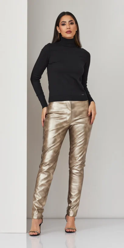 CALÇA SKINNY NEOCOURO METALIZADO