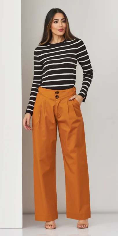 BLUSA TRICOT MODAL LISTRADA ABERTURA PUNHO
