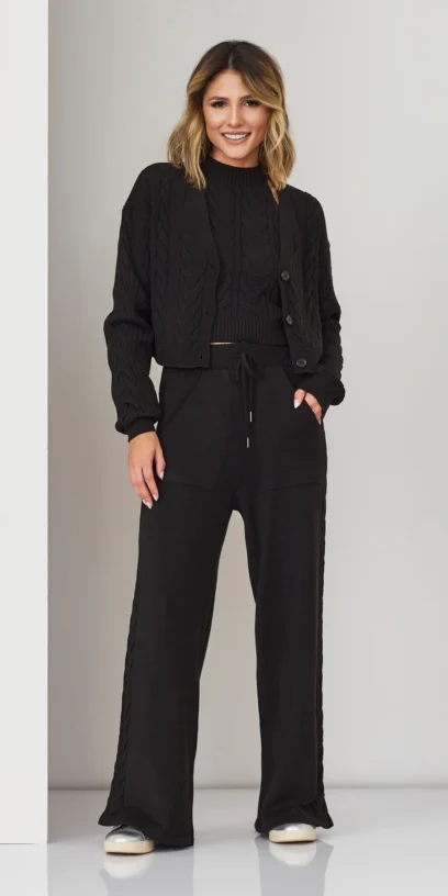 CARDIGAN TRICOT MODAL TRANÇAS
