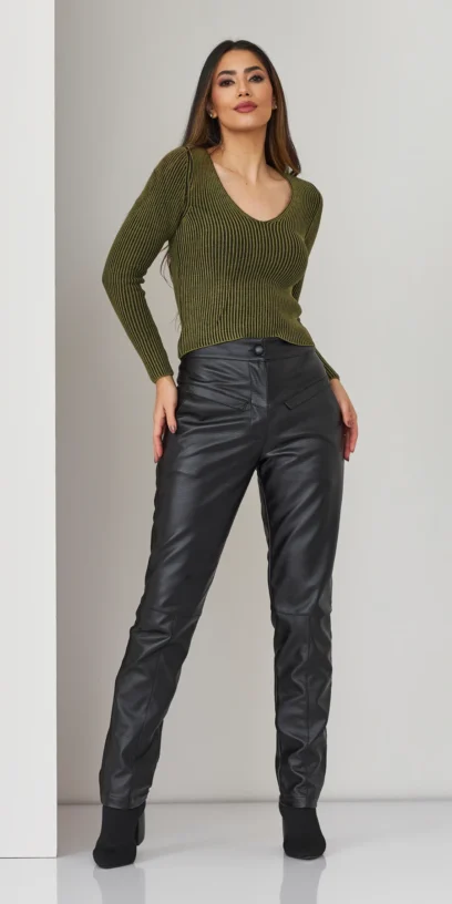 BLUSA DE TRICOT BICOLOR DECOTE V