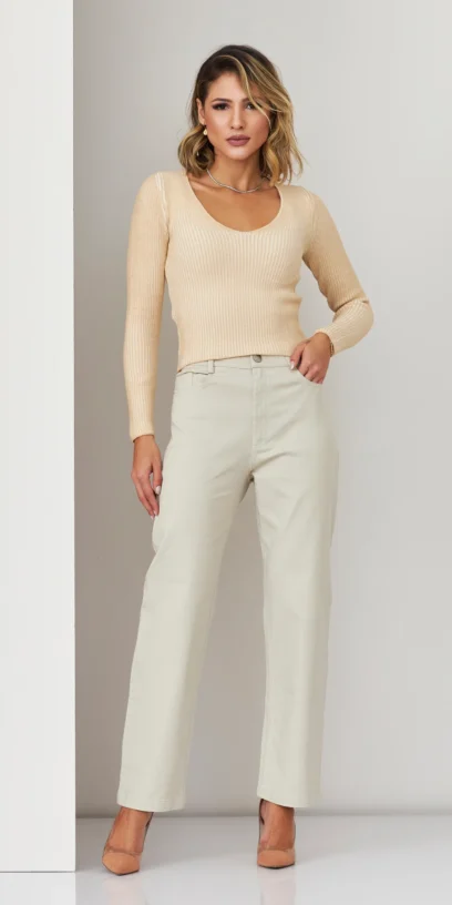 BLUSA DE TRICOT BICOLOR DECOTE V