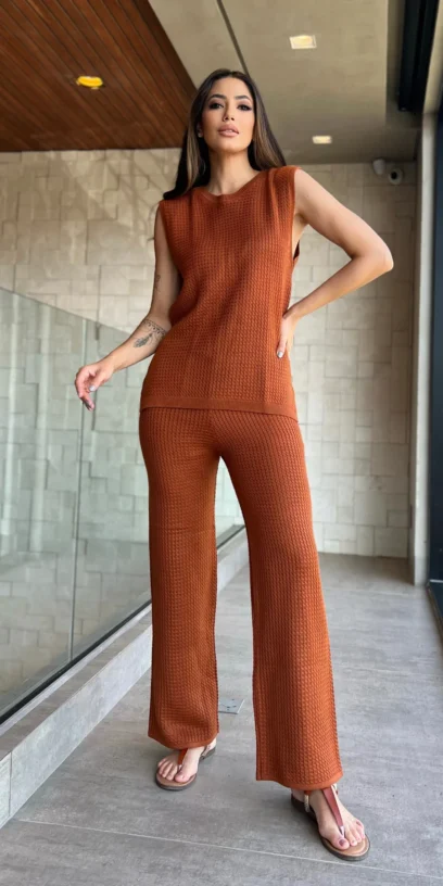 CALÇA TRICOT TRANÇAS