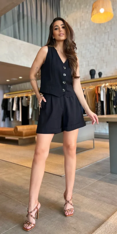 SHORTS ALFAIATARIA COM BOTÕES