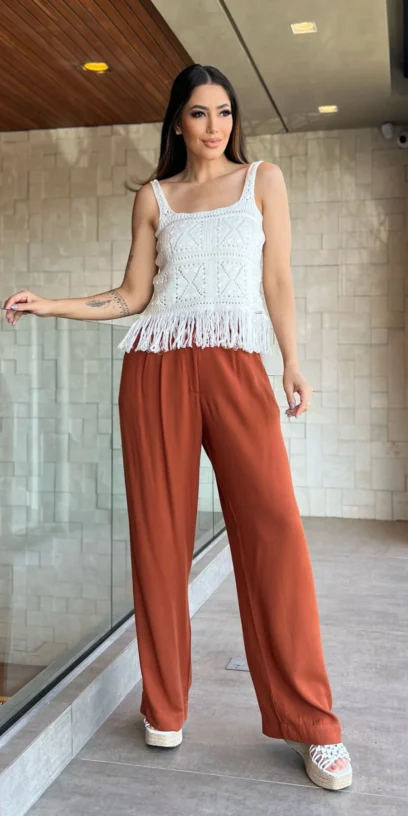 CALÇA DE VISCOSE DETALHE CÓS