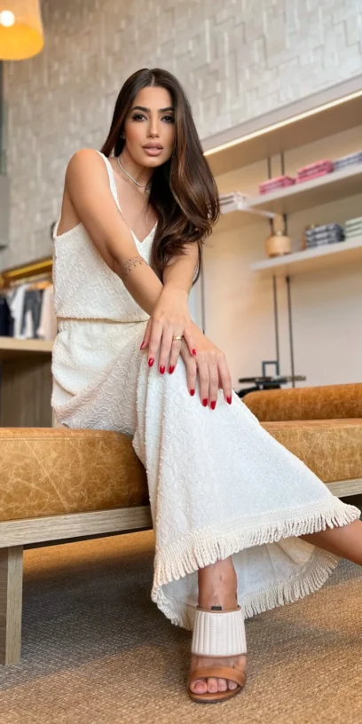 SAIA DE TRICOT COM FRANJAS