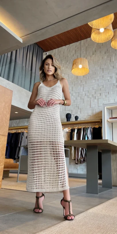 VESTIDO TRICOT PONTO REDE