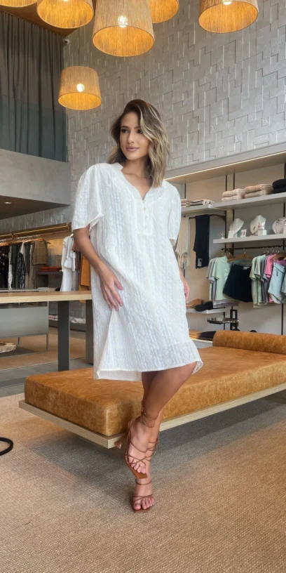 VESTIDO CURTO VOIL BORDADO