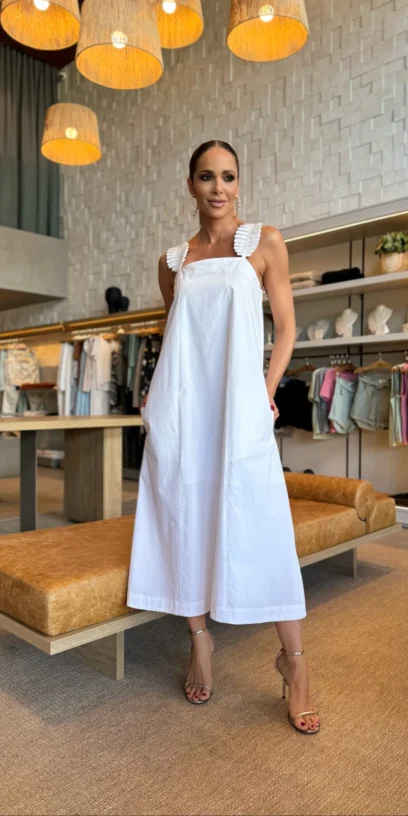 VESTIDO FOLHAS NAS ALÇAS
