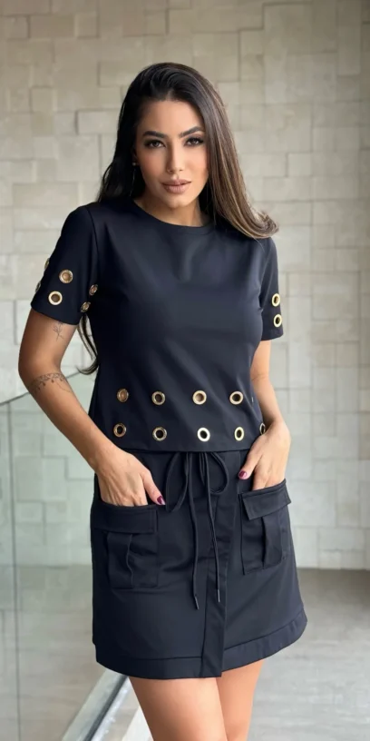 BLUSA DE MALHA DETALHE METAL