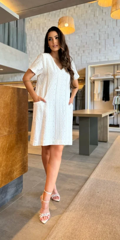 VESTIDO CURTO LINHO ETNICO