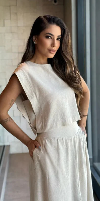 BLUSA RECORTE DE LINHO