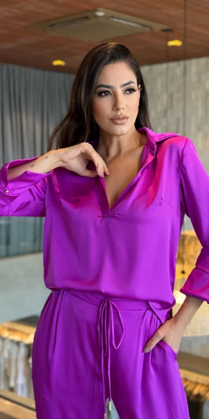CAMISA CETIM  BEAUTY-BERRY