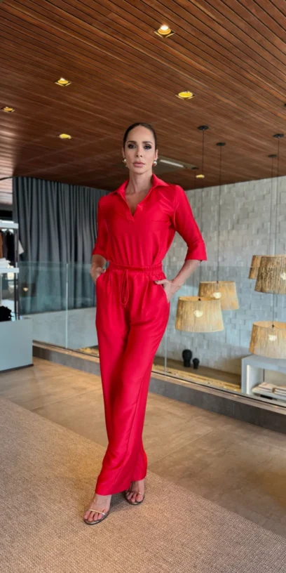 CALÇA  CETIM SALSA RED