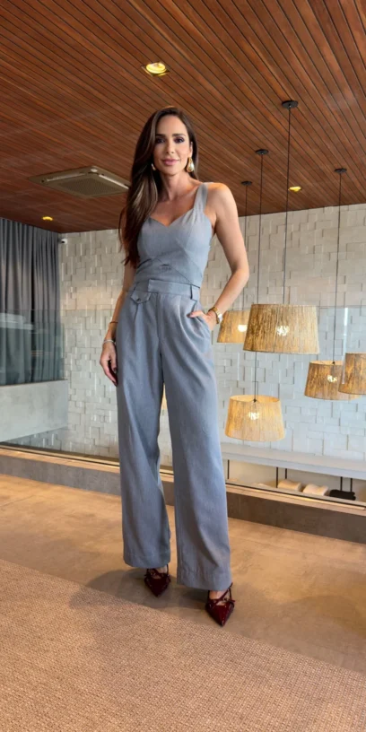 CALÇA PANTALONA ALFAIATARIA CINZA