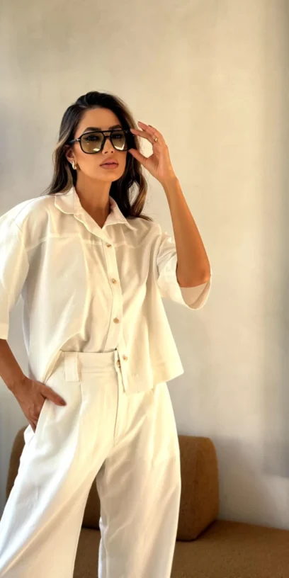 CAMISA CROPPED LINHO OFF WHITE