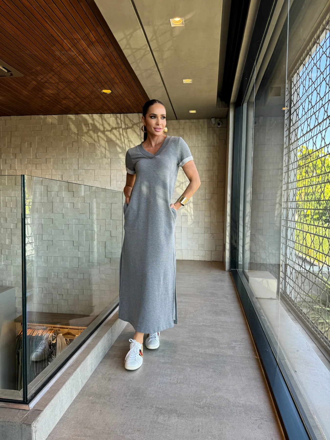 VESTIDO LONGO MOLETOM CINZA - Chouette Store