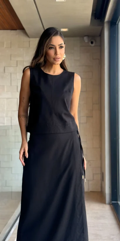 REGATA DE LINHO PESPONTOS BARRA