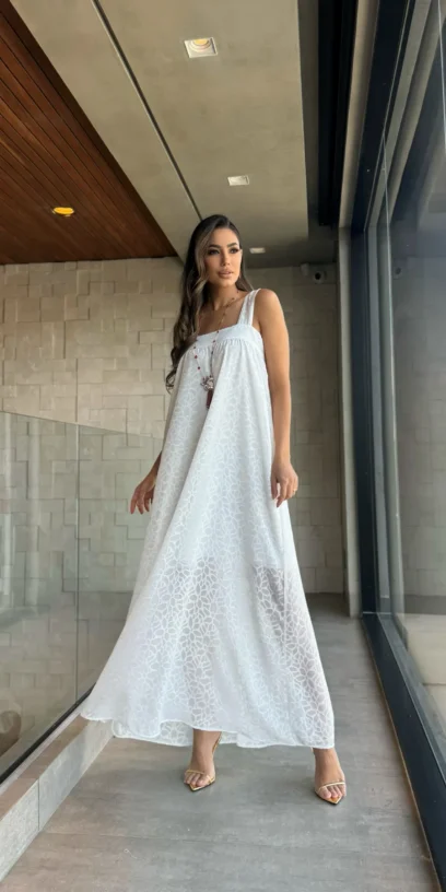 VESTIDO LONGO DEVORÊ OFF WHITE