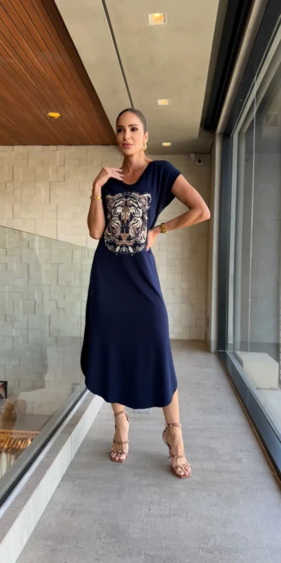 VESTIDO DE MALHA ESTAMPA TIGRE