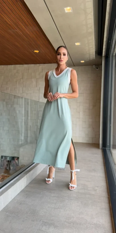 VESTIDO DE MALHA COM RECORTE OFF