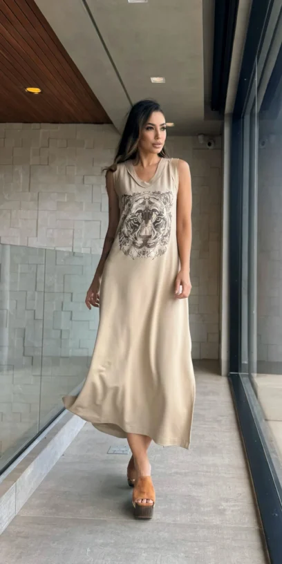 VESTIDO REGATA DE MALHA TIGRE