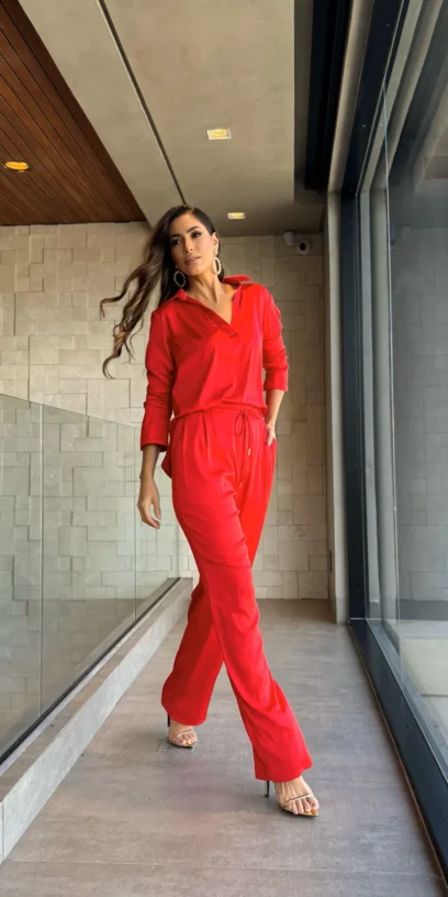 CAMISA DE CETIM SALSA RED
