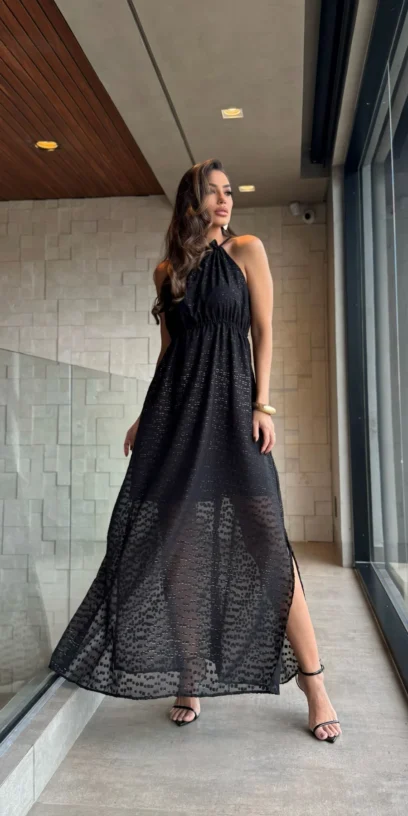 VESTIDO DEVORÊ GEO DOURADO