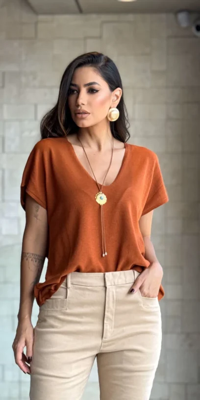 BLUSA TRICOT AMPLA DECOTE V