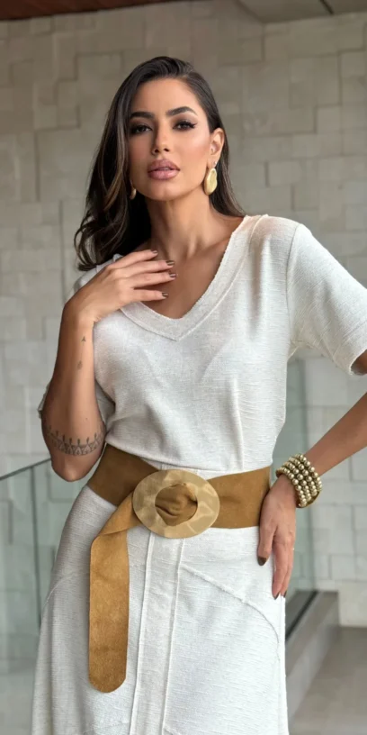 T-SHIRT MALHA DE LINHO TEXTURIZADA