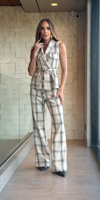 CALÇA FLARE XADREZ