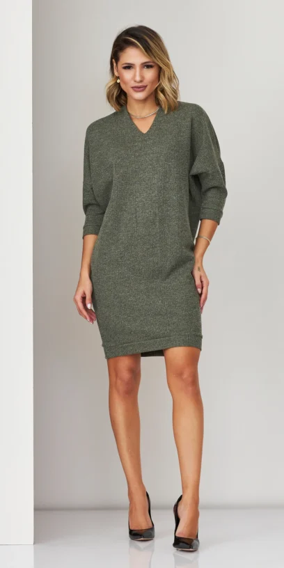 VESTIDO DE MALHA AMPLO E MANGAS 7/8