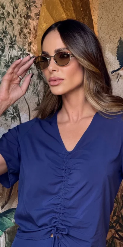 BLUSA FRANZIDA FRONTAL NAVY