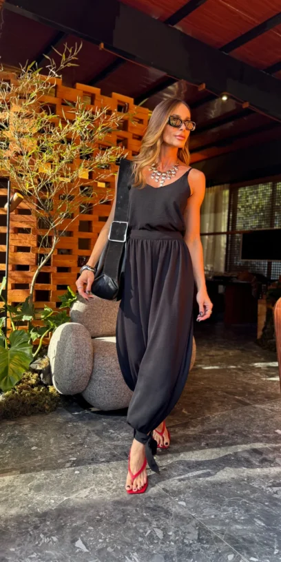 CALÇA HAREM COM AMARRAÇÃO BARRA