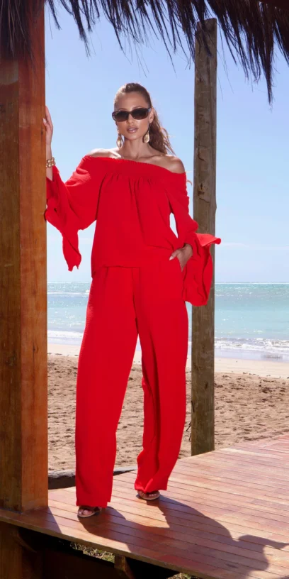 CALÇA ALFAIATARIA AMPLA SALSA RED