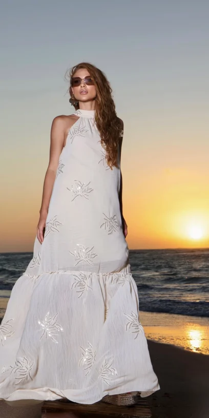 VESTIDO LONGO BORDADO DUNAS