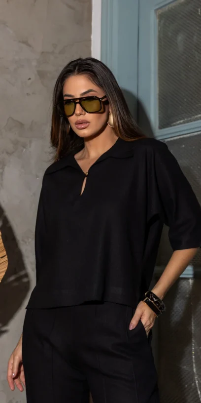 CAMISA LINHO MISTO MANGAS 3/4